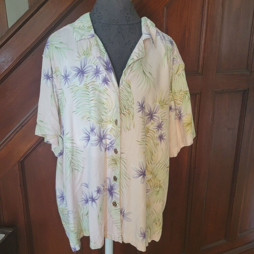 Havana Jack Cafe Womens 2X Floral Button-Up Short Sleeve Shirt